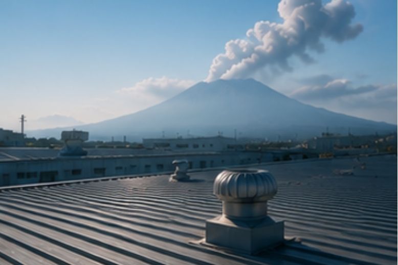 火山灰が遮熱屋根に与える影響