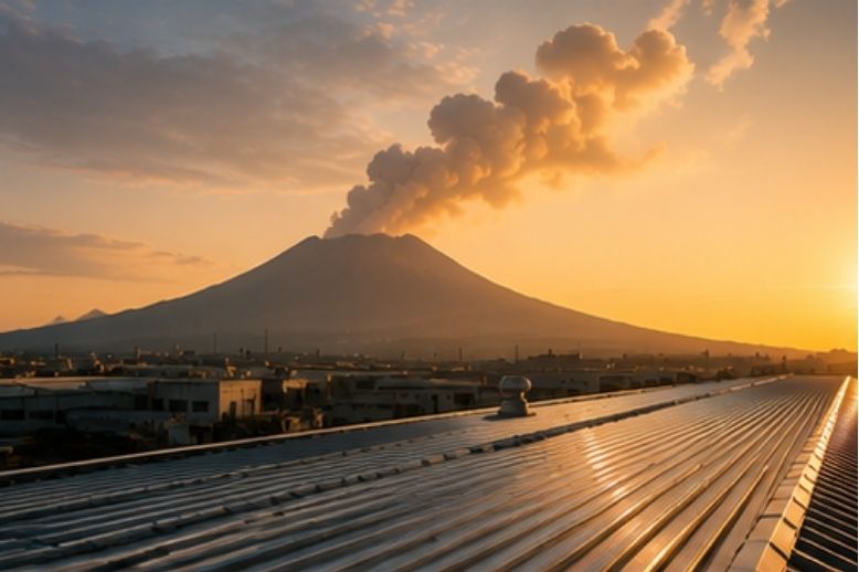 鹿児島にある工場・倉庫では火山灰・台風も考慮する